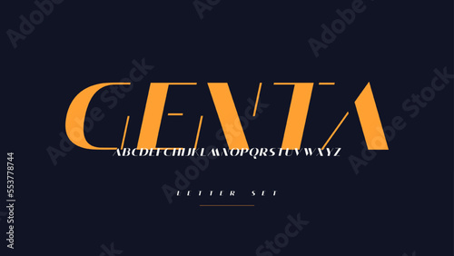 Vector modern sans serif chic font, uppercase letter set, alphabet, typography