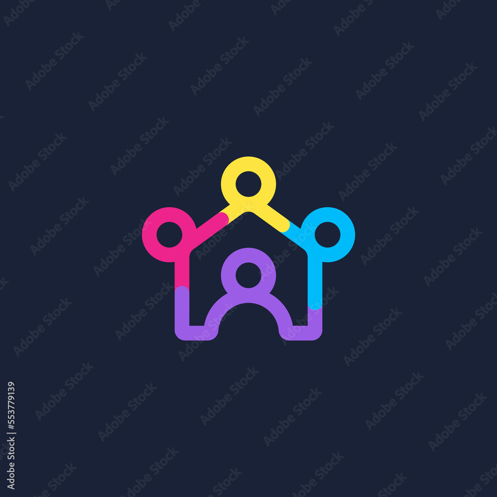 abstract family home logo line abstract family home logo line