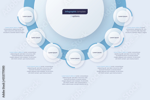 Seven option circle infographic design template. Vector illustration
