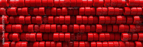 Colored cylindrical objects. Mechanical parts. 3d rendering