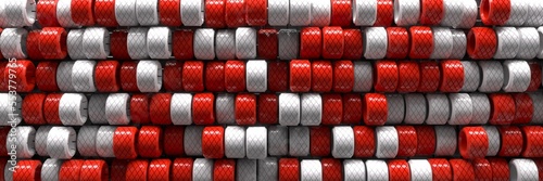 Colored cylindrical objects. Mechanical parts. 3d rendering