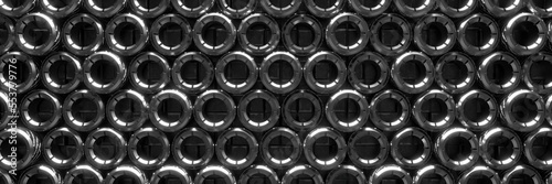 Colored cylindrical objects. Mechanical parts. 3d rendering