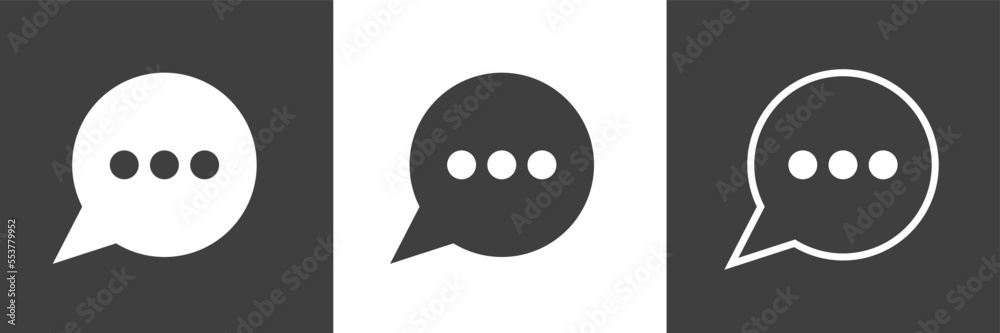 Message Text Black White Line Flat Icon Set Vector Illustration Message Text Black White Line Flat Icon Set Vector Illustration