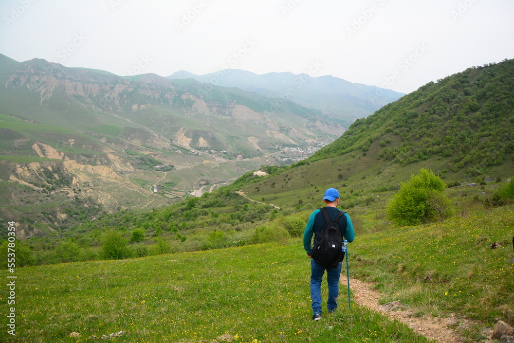 hiking in the mountains