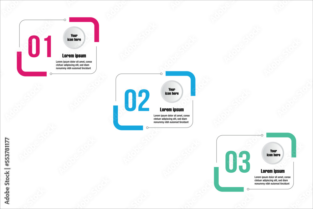 Infographic with 3 boxes vector Infographic with 3 boxes vector