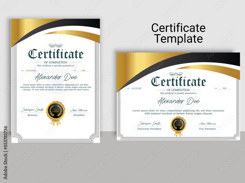 gradient color premium certificate template design Stock Vector | Adobe ...