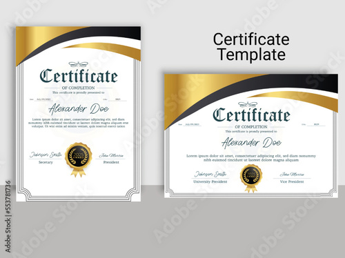 gradient color premium certificate template design