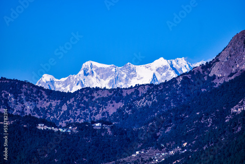 snow covered mountains in winter