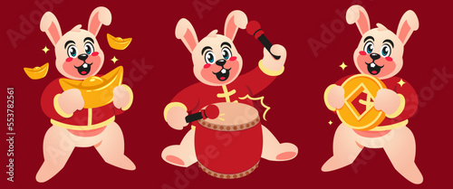 chinese new year celebration with rabbit set