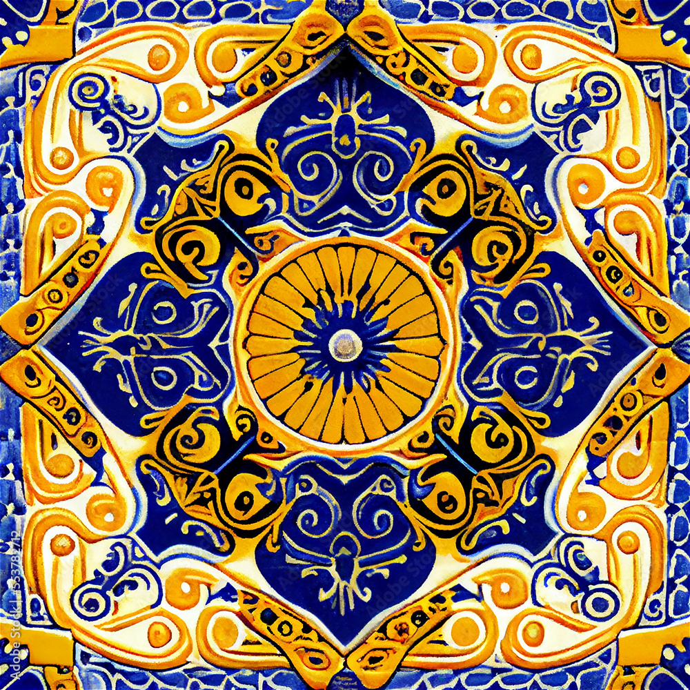 traditional azulejo typical artisanal tile in Spain and Portugal