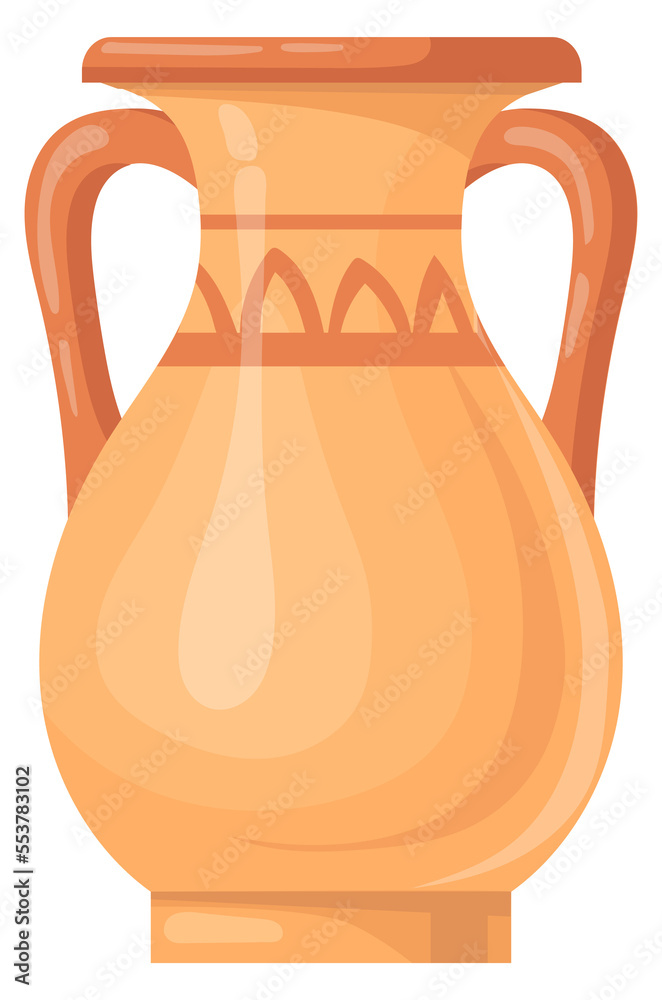 Amphora icon. Traditional greek clay jug. Cartoon ceramics
