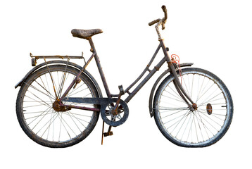 Leinwandbilder Fahrrad Rostiges Fahrrad an Holzwand  © Pink Badger