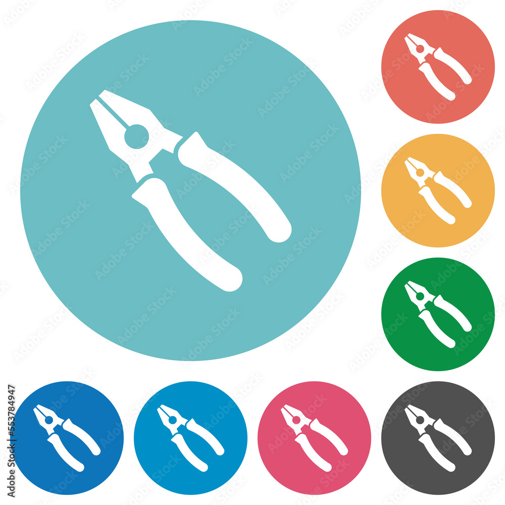 Combined pliers flat round icons