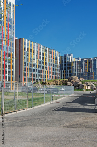 New brightly painted high-rise buildings