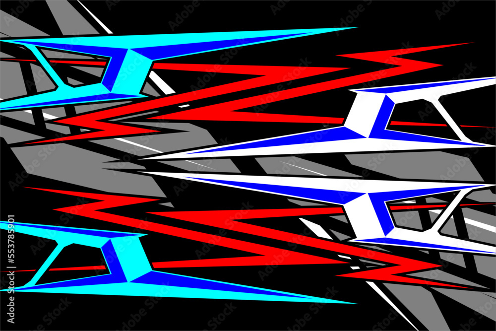 Design vector racing background with a unique pattern of stripes and a combination of red, yellow and others on a black background
