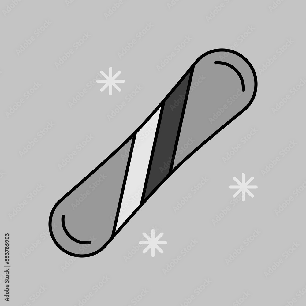 Snowboard vector grayscale icon. Winter sign Snowboard vector grayscale icon. Winter sign