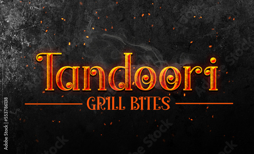 tandoori logo, Indian tandoor restaurant logo, Tandori bites 3d mettlic monogram, Restaurant typographic golden emblem