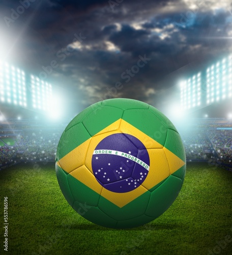 Brazil flag. Classic Football balls with Brazil flag