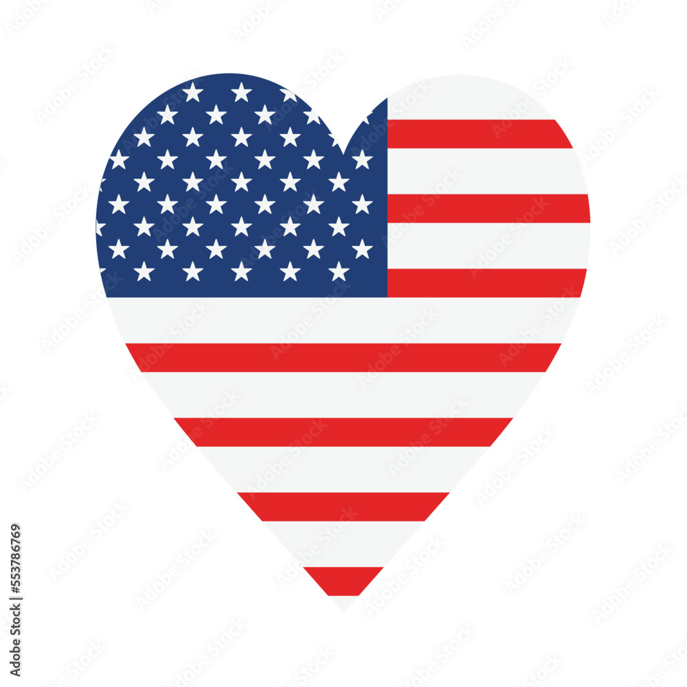 US flag in heart US flag in heart