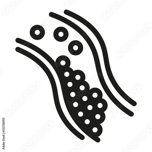 High cholesterol or atherosclerosis icon. Artery blocked by cholesterol, vector illustration