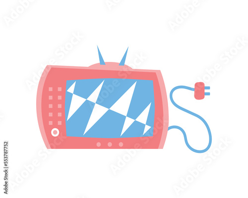 An image of a TV with an antenna and a plug. Vector illustration
