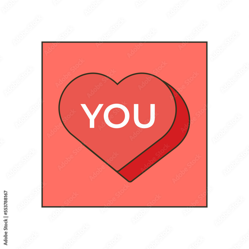 Vector cute hand drawn red heart isolated on white I love you inscription Vector valentines day card. Cute card with hearts. You are loved message. I love you card trendy style