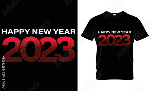 Happy New Year 2023 New Typography  T-shirt Design Template