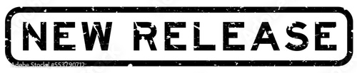 Grunge black new release word rubber seal stamp on white background