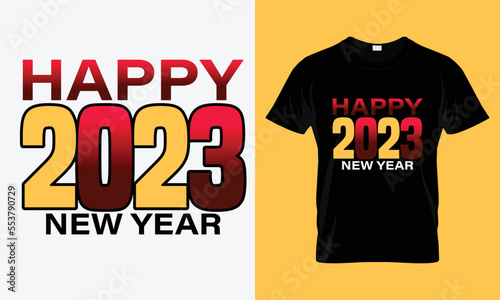 Happy 2023 New Year Casual T-shirt Design Template 
