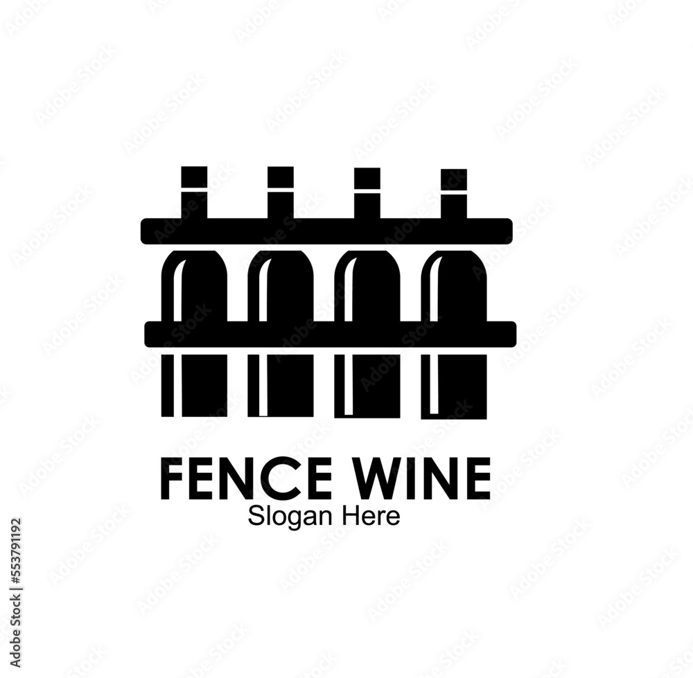 fence wine logo design concept