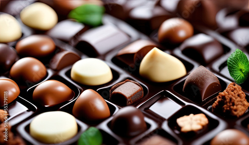 professional food photography closeup of a tray of chocolates - AI Generated © Fernando