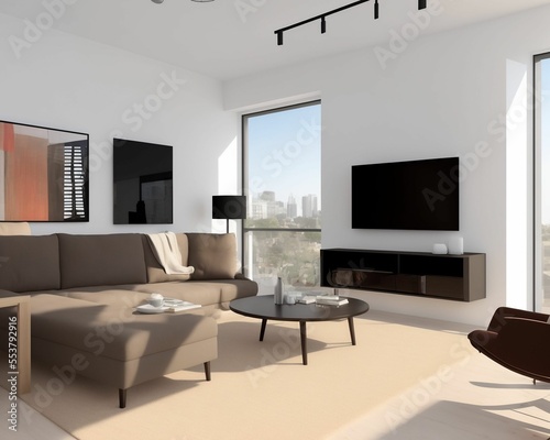 3d rendering of a living room interior design