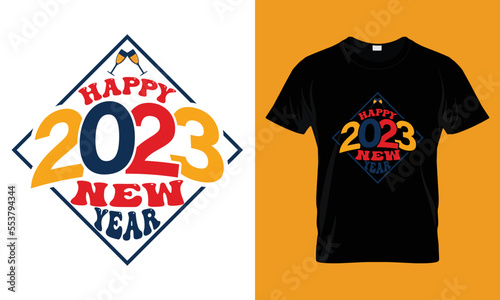 Happy 2023 New Typography casual New T shirt design with words Template 
