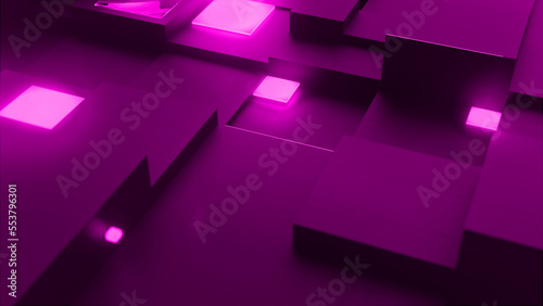 Abstract grid cubes dark purple background 4k
