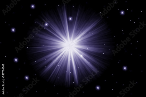 Abstrakter Hintergrund mit einem sehr großen und hellen Stern in der Mitte