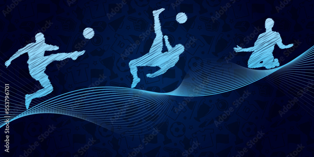 fFootball or soccer abstract lines with wave design. Creative sport