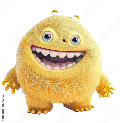 Cute adorable fluffy funny monster on a transparant background