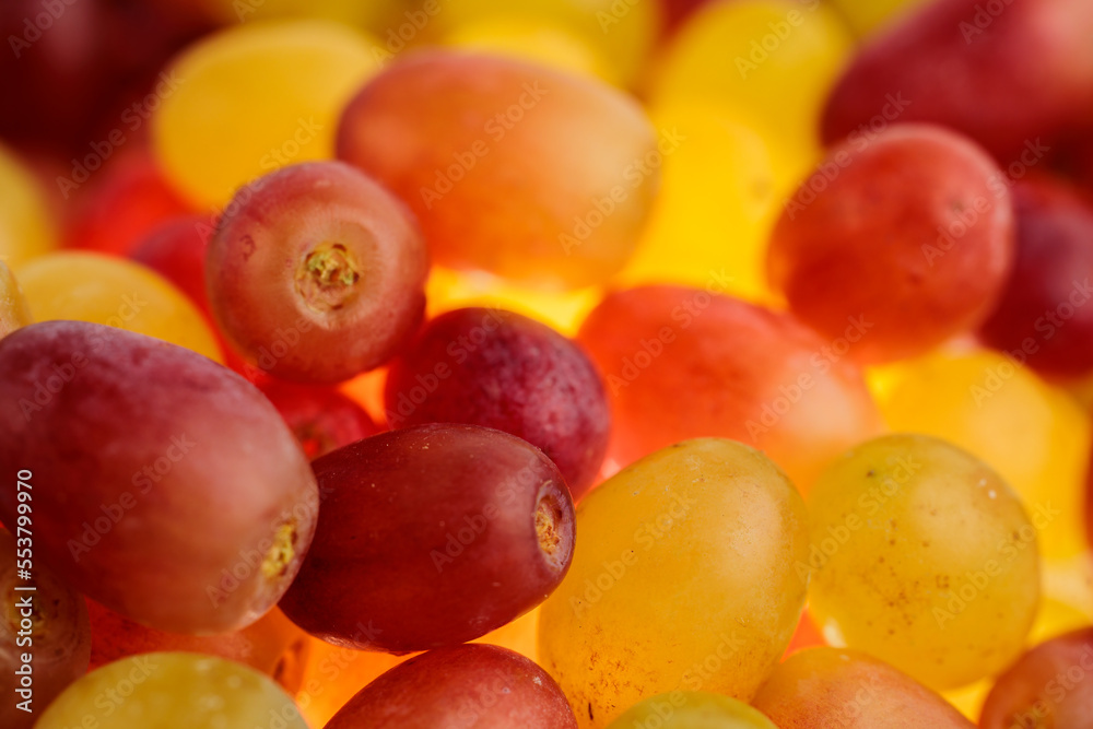Red and yellow grapes.