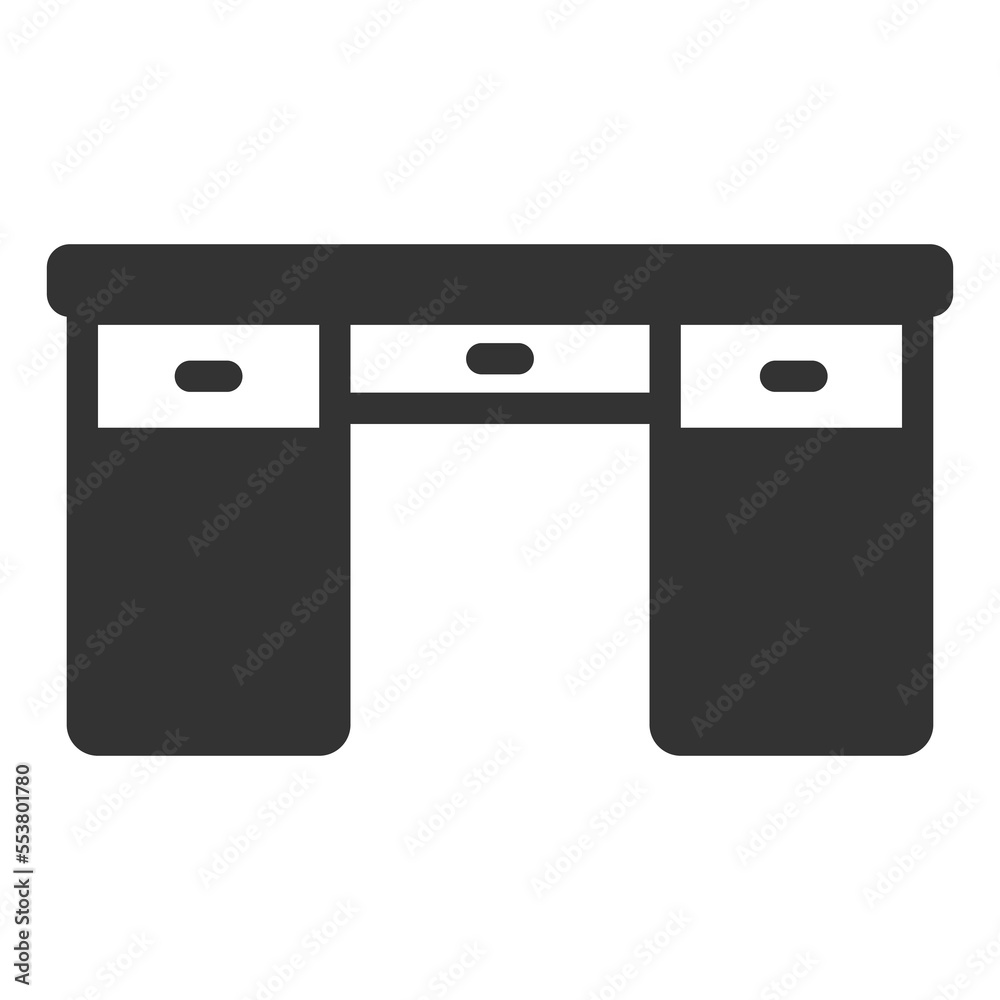 Writing desk - icon, illustration on white background, glyph style Writing desk - icon, illustration on white background, glyph style