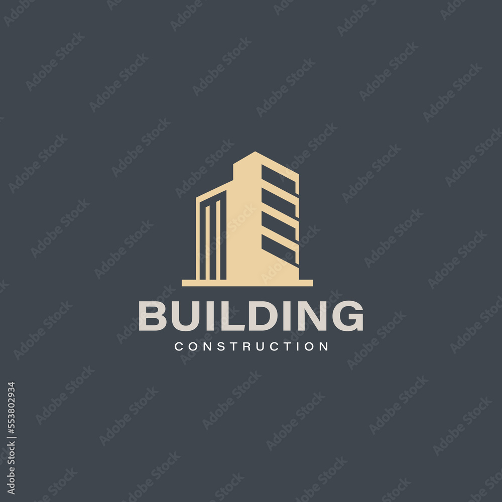 Business company logo concept with tower building icon for construction or architecture brand