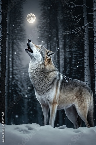 3d beautiful grey wolf portrait. Generatice AI, Generative, AI, photo