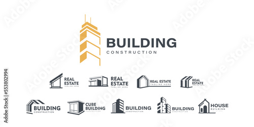 Collection of Building logo, real estate logo, property logo design for business company identity