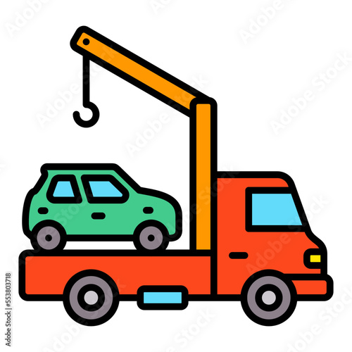 Car Towing Filled Line Icon