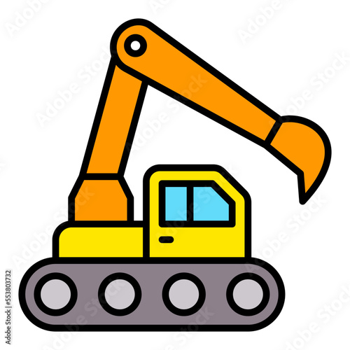 Excavator Filled Line Icon