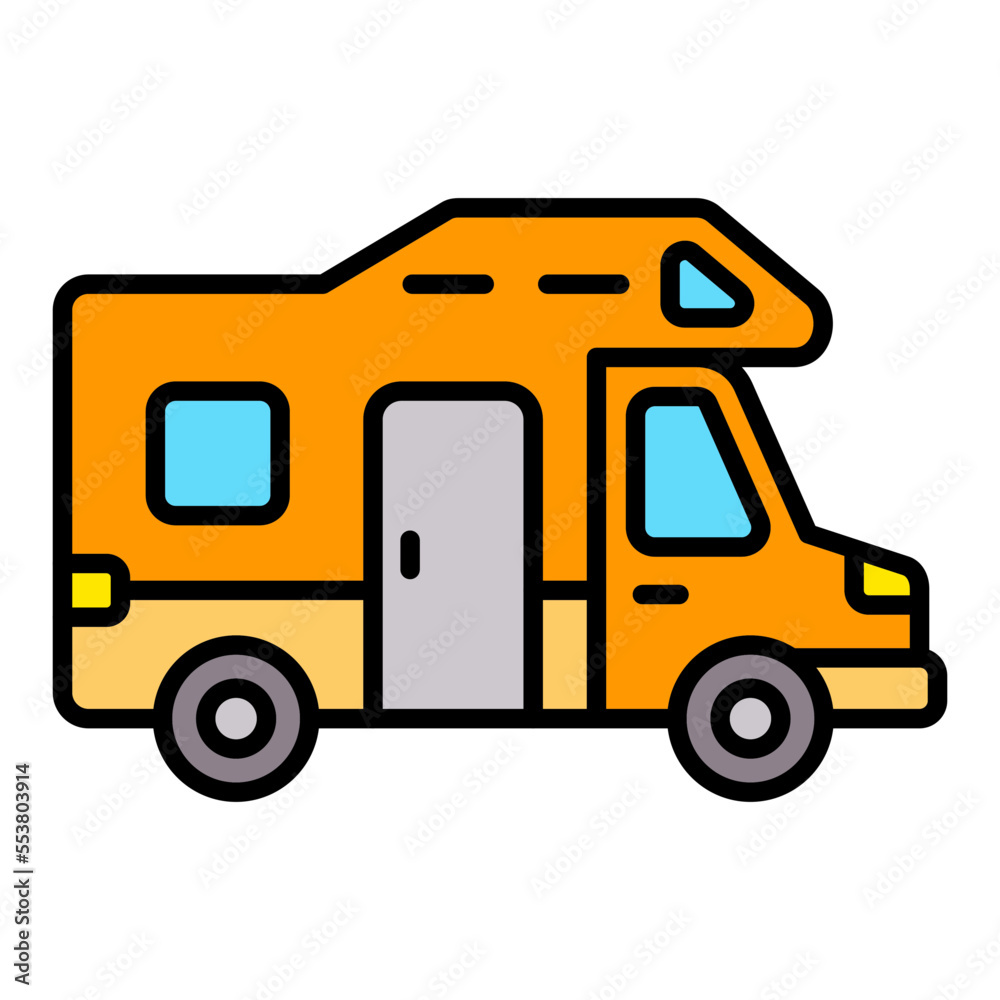 Camper Van Filled Line Icon Camper Van Filled Line Icon