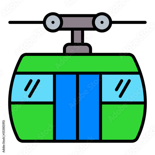 Cable Car Filled Line Icon