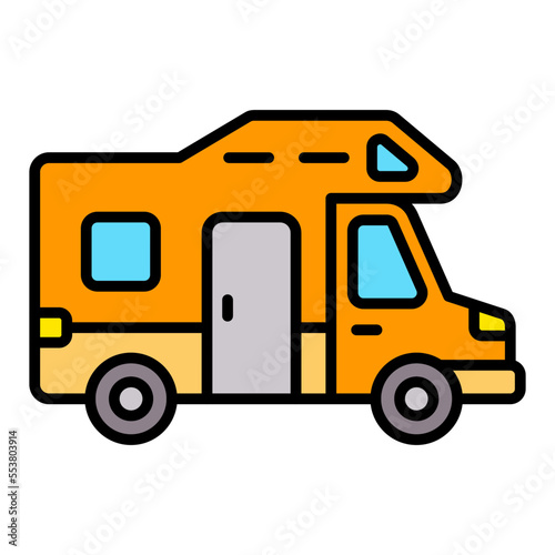 Camper Van Filled Line Icon