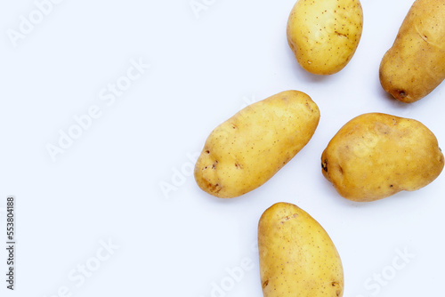 Raw potatoes isolated on white background