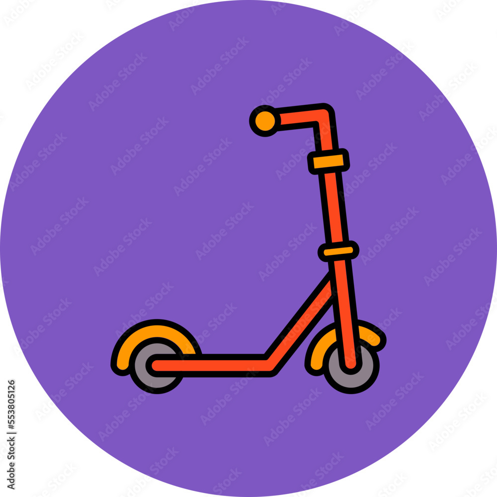 Kick Scooter Multicolor Circle Filled Line Icon Kick Scooter Multicolor Circle Filled Line Icon