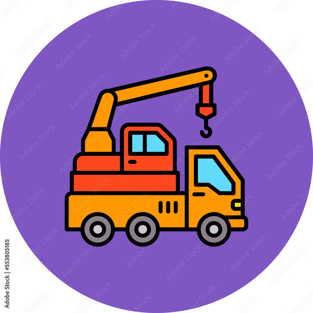 Fototapeta premium Crane Truck Multicolor Circle Filled Line Icon